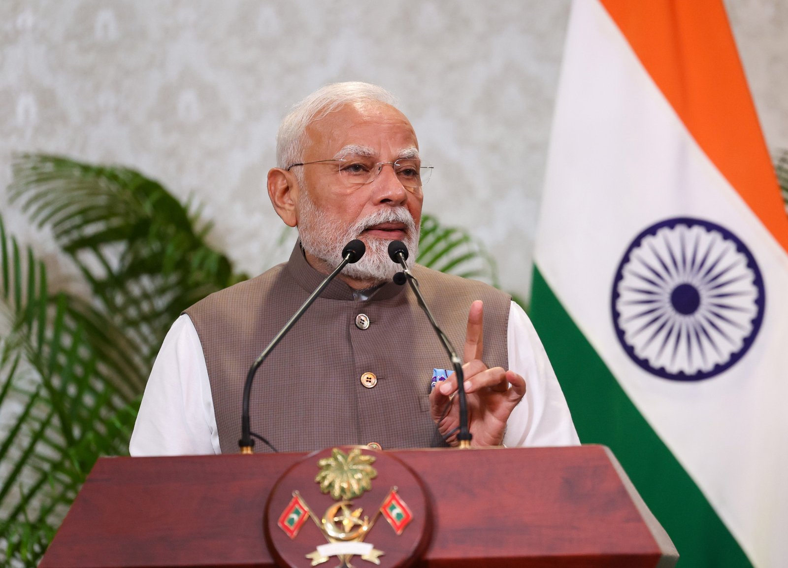 PM addressing at Press Statements in Malé, Maldives on July 25, 2025.