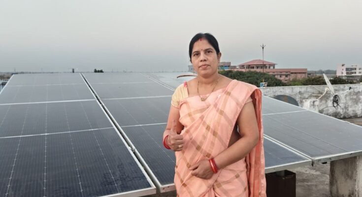 Devshri Sahu solar panel installation under PM Surya Ghar Yojana in Chhattisgarh
