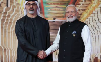 PM shakes hands with the leaders of the 18th BRICS Summit at the Bharat Mandapam, in New Delhi on September 12, 2026.