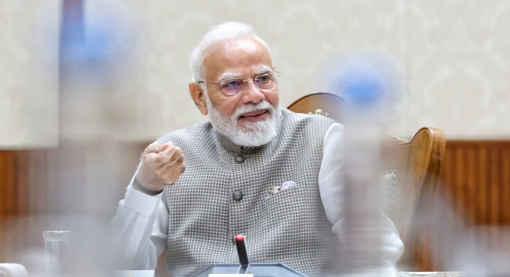 PM interaction with Global System for Mobile Communications Association (GSMA) Board members at Seva Teerth, in New Delhi on October 06, 2026.