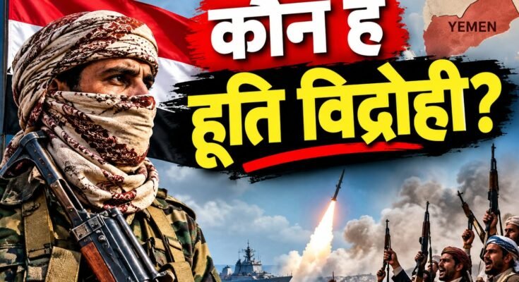 यमन की राजधानी सना में हूती आंदोलन के समर्थक